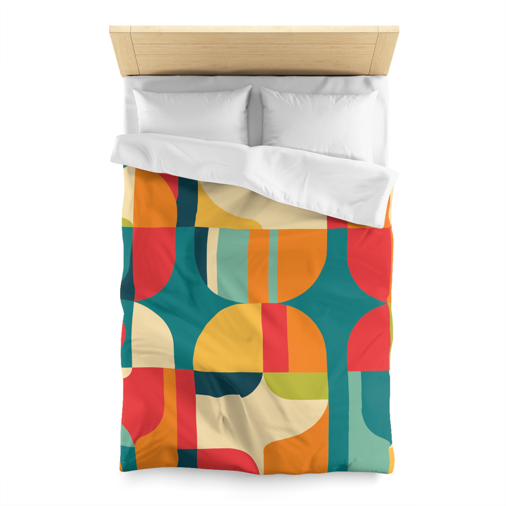 Mid Century Modern Geometric Duvet Cover  Retro Abstract Microfiber Bedding