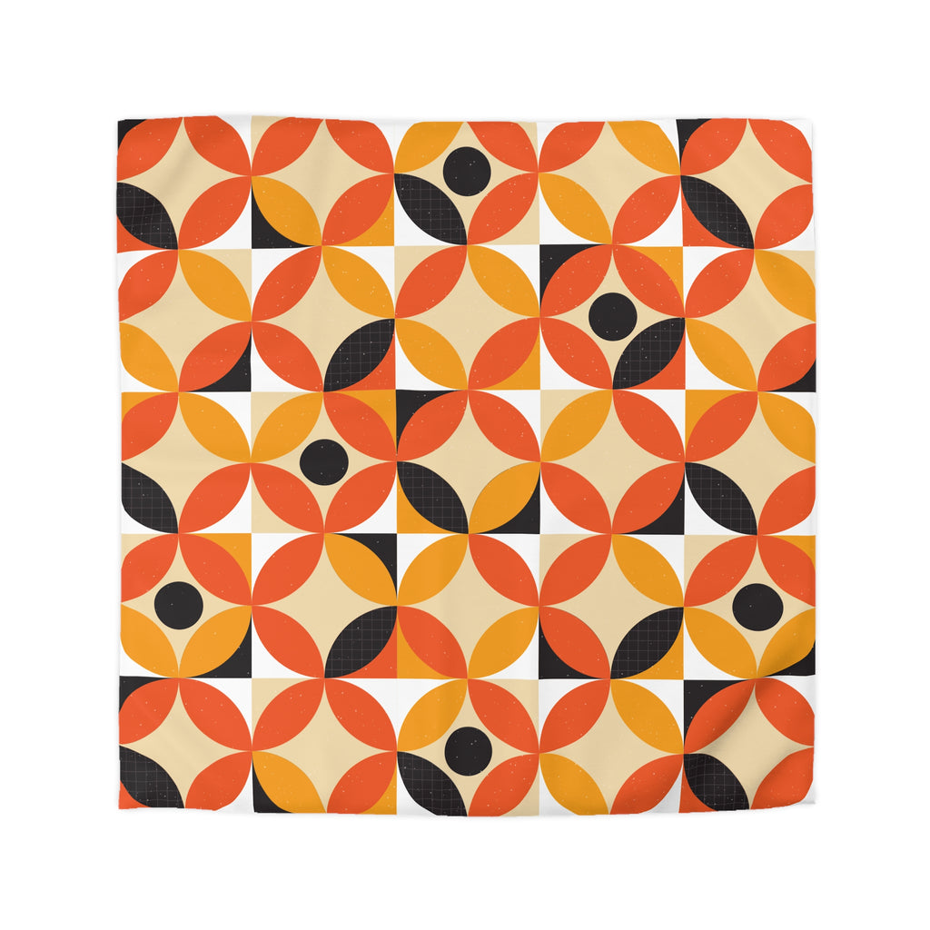 Retro Geometric Circle Pattern Duvet | Orange Mustard Mid Century Modern
