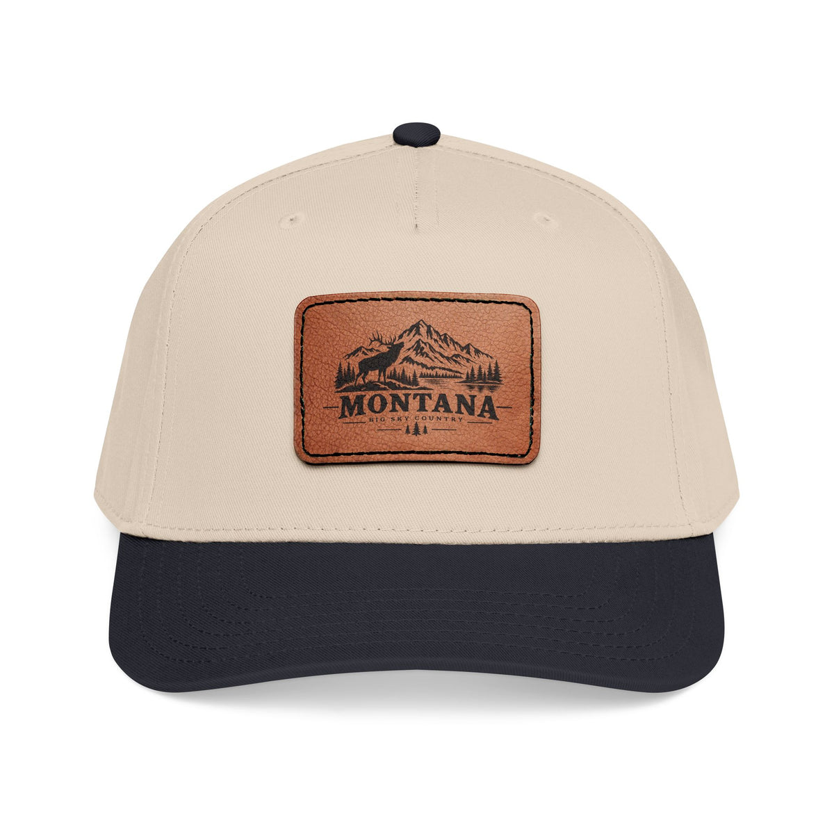 Montana Mountain Leather Patch Mid Profile Baseball Cap – Outdoor Adventure Hat