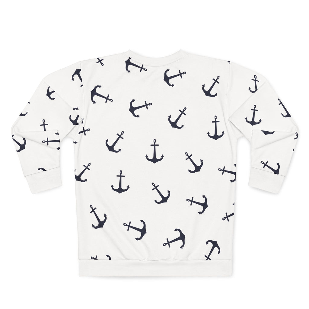 Nautical Anchor Unisex Sweatshirt – Navy & White Coastal Print