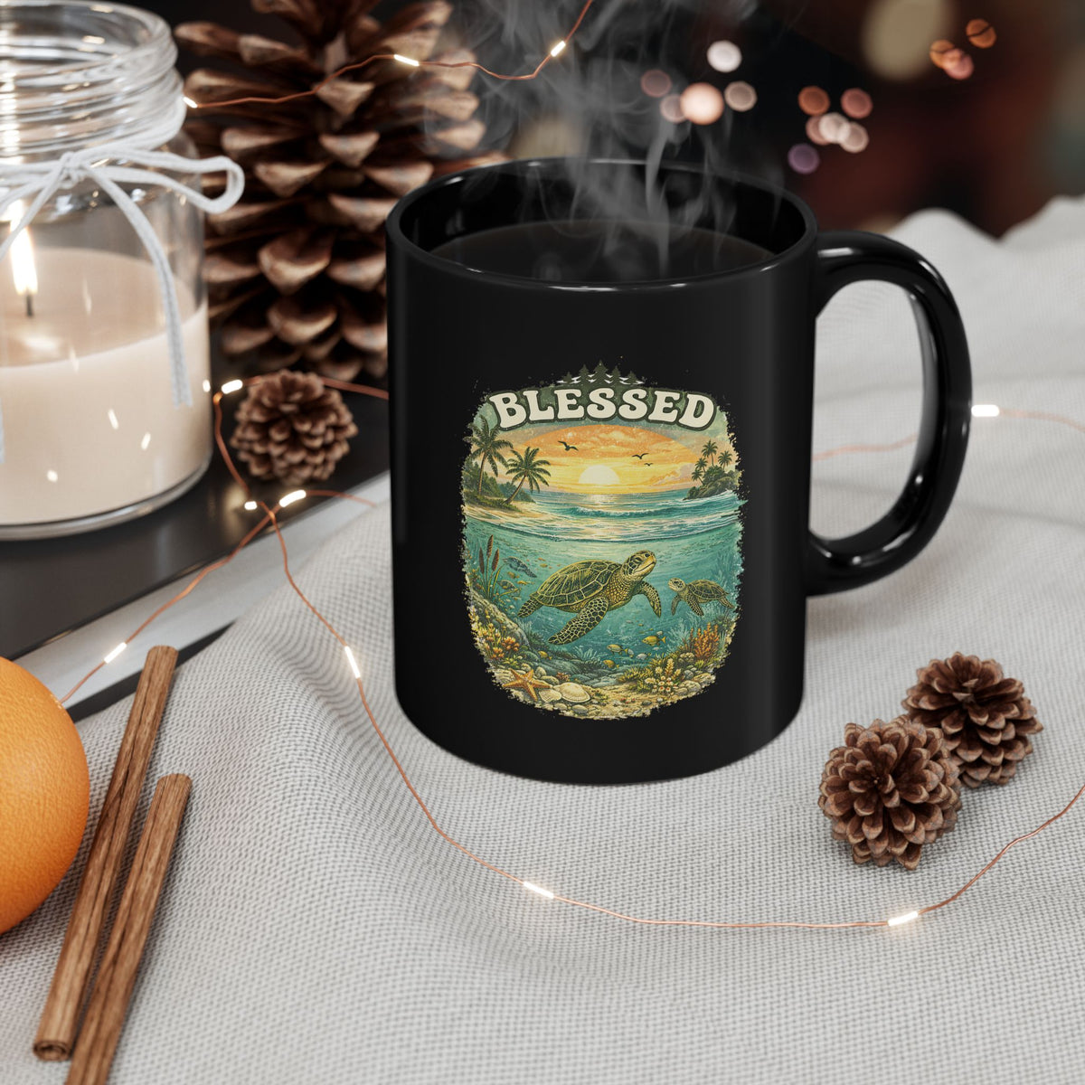 Blessed Sea Turtle Mug Ocean Coffee Cup Christian Beach Nature Gift