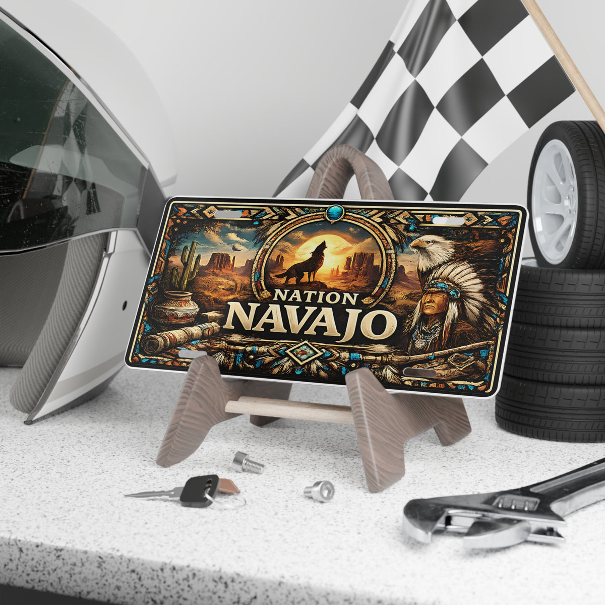 Navajo Nation Vanity License Plate Southwest Desert Native Inspired Art