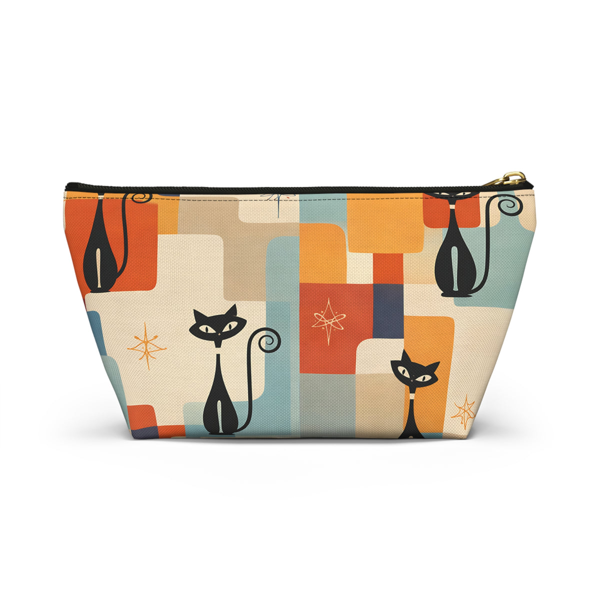Retro Black Cat Pouch – Mid-Century Modern Print