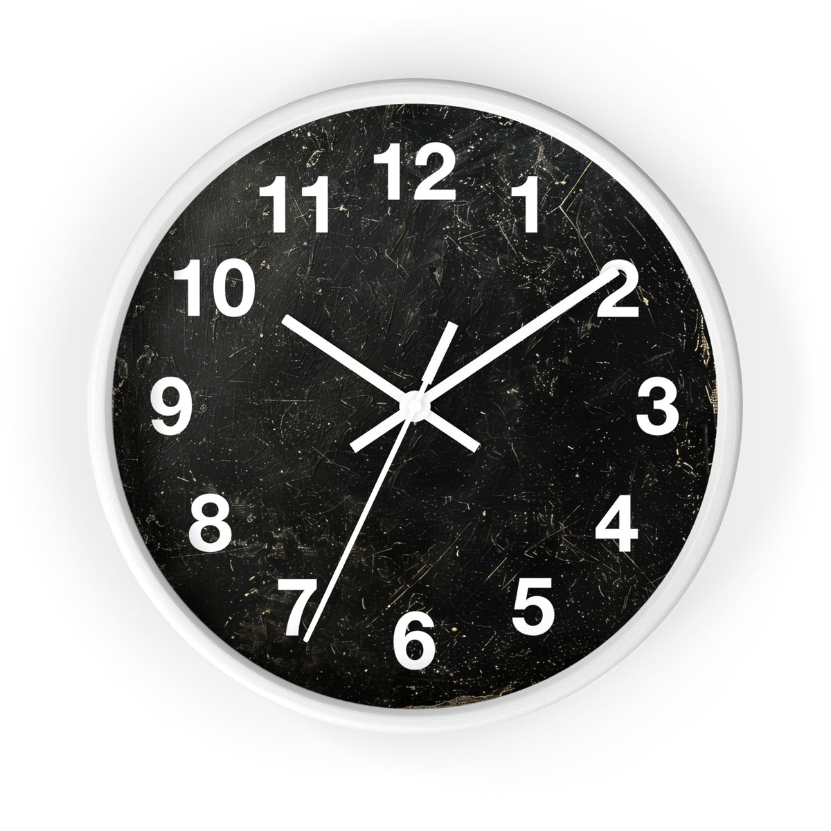 Distressed Black Marble Numbers Wall Clock | Modern Minimalist Timepiece