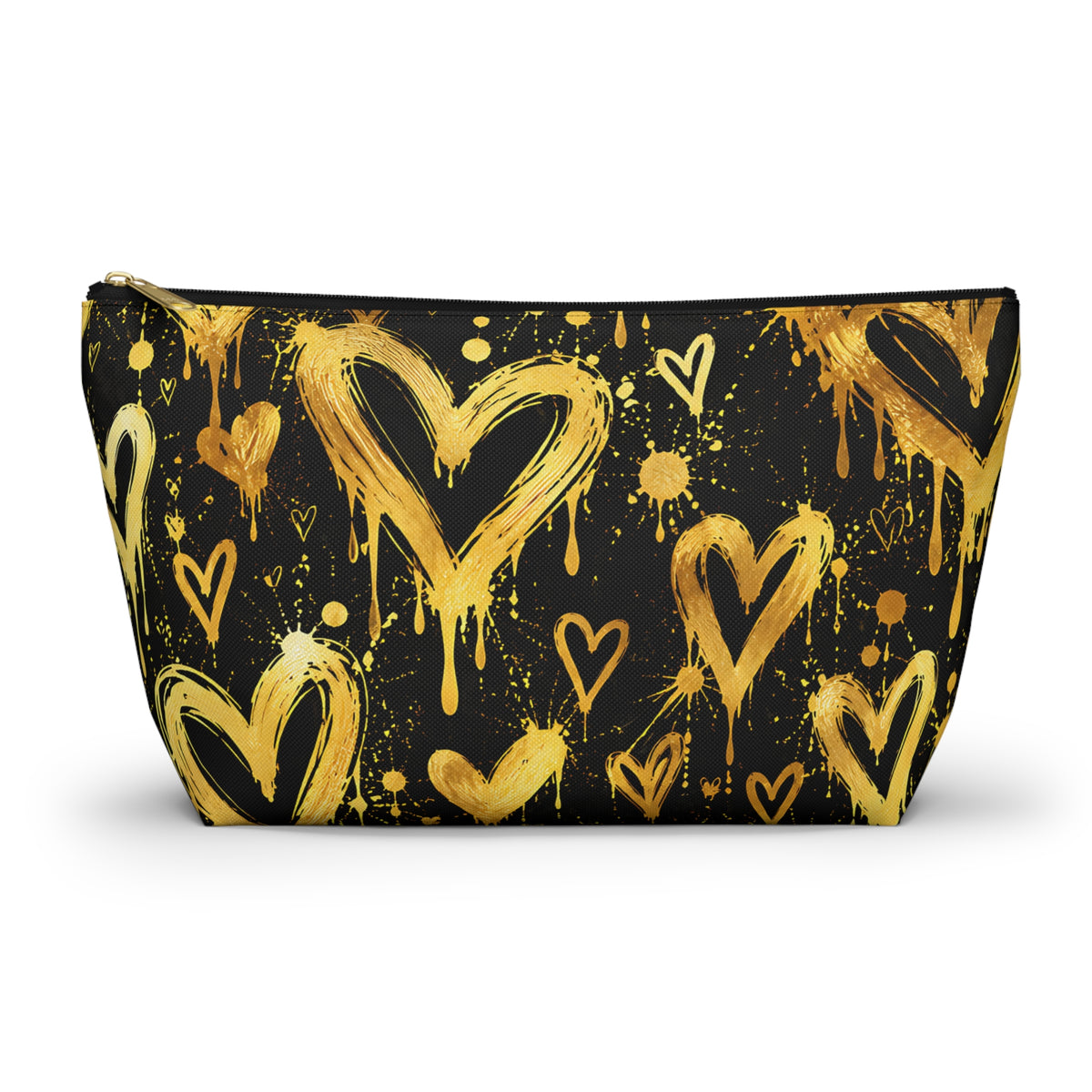 Gold Graffiti Hearts Pouch – Black & Gold Street Art Print