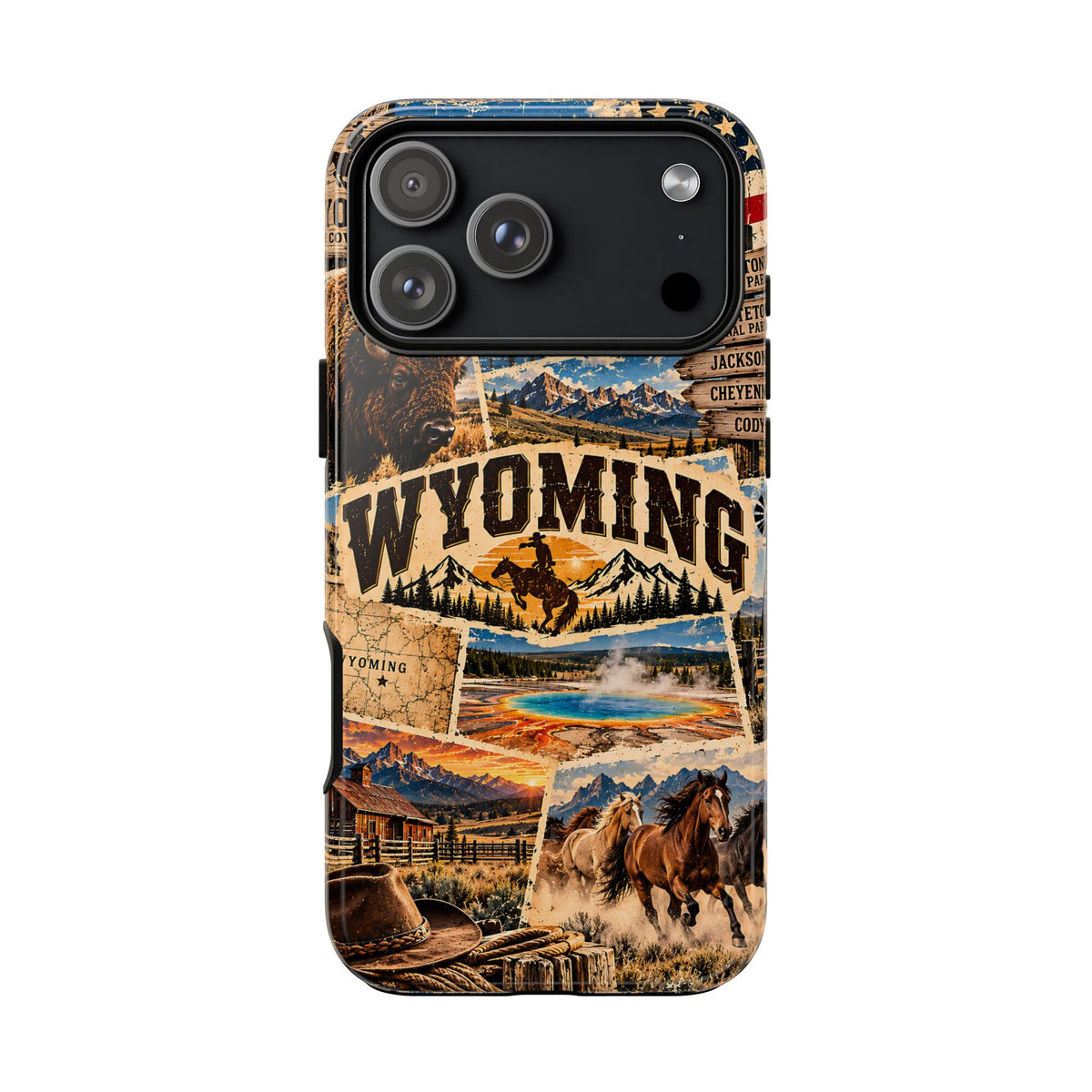 Wyoming Travel Collage Phone Case – Vintage Western Tough Case