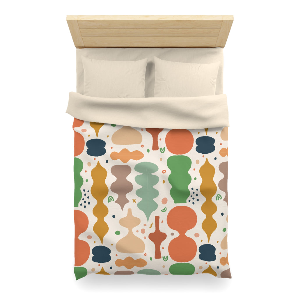 Abstract Organic Shapes Duvet Cover | Midcentury Pattern Bedspread