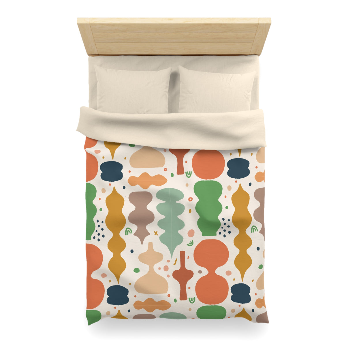 Abstract Organic Shapes Duvet Cover | Midcentury Pattern Bedspread