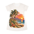 Tropical Sunset T-Shirt Dress – Palm Tree Coastal Print