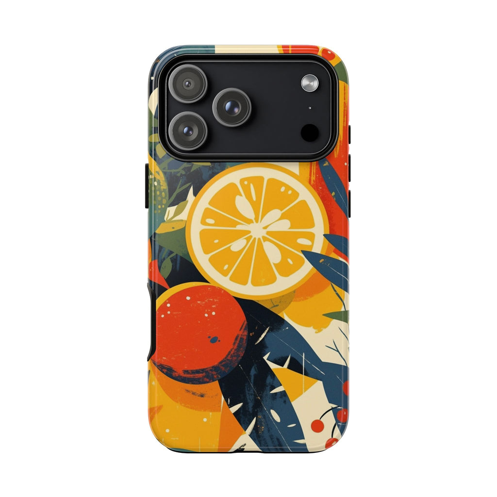 Retro Orange Citrus Phone Case – Colorful Botanical Tough Case