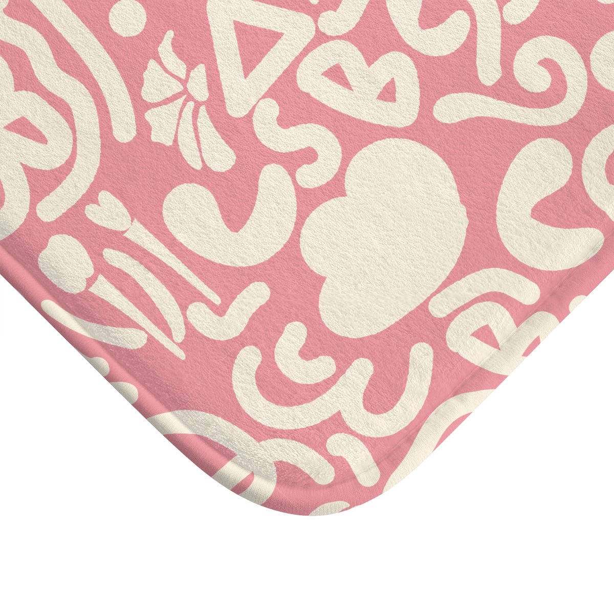 Pink Abstract Floral Bath Mat – Retro Modern Bathroom Decor