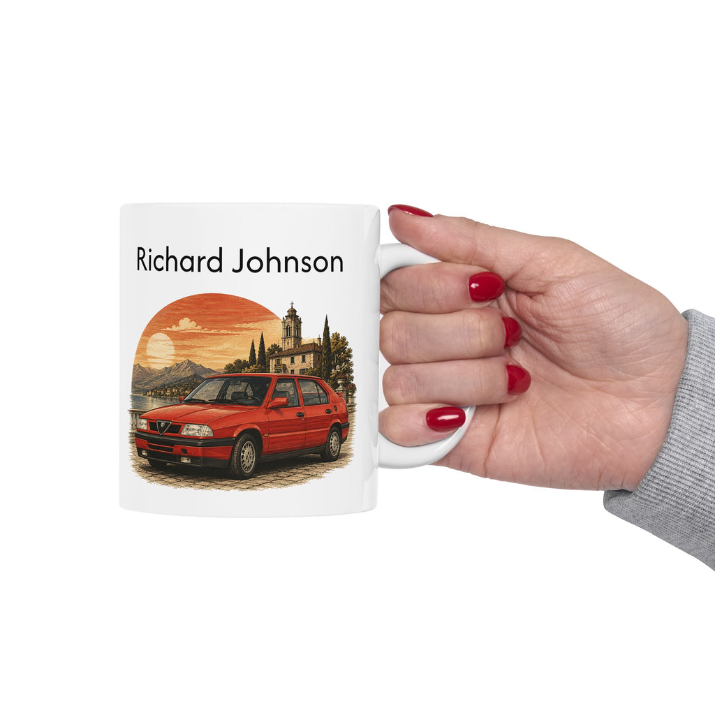 Personalized Name Classic Red Sports Car Mug – Vintage Italian Car Gift