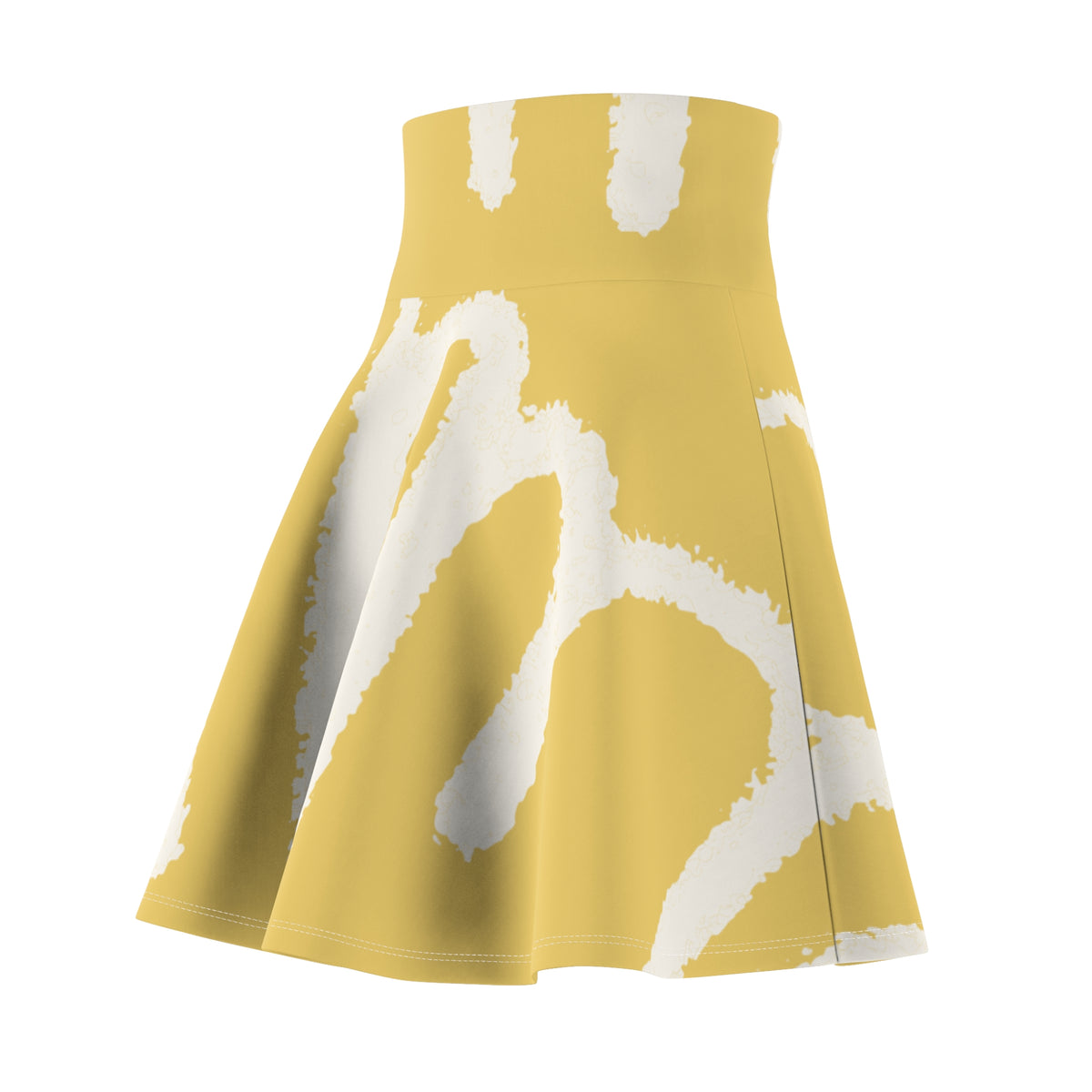 Yellow Abstract Skater Skirt – Modern Wavy Pattern