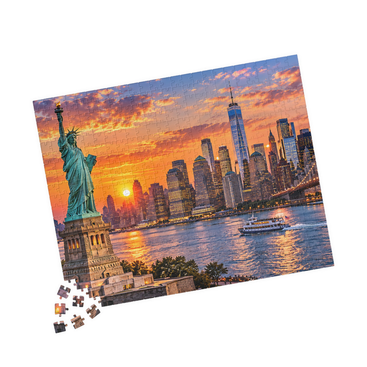 New York City Puzzle – Statue of Liberty & Manhattan Skyline (110/252/520/1014 pcs)