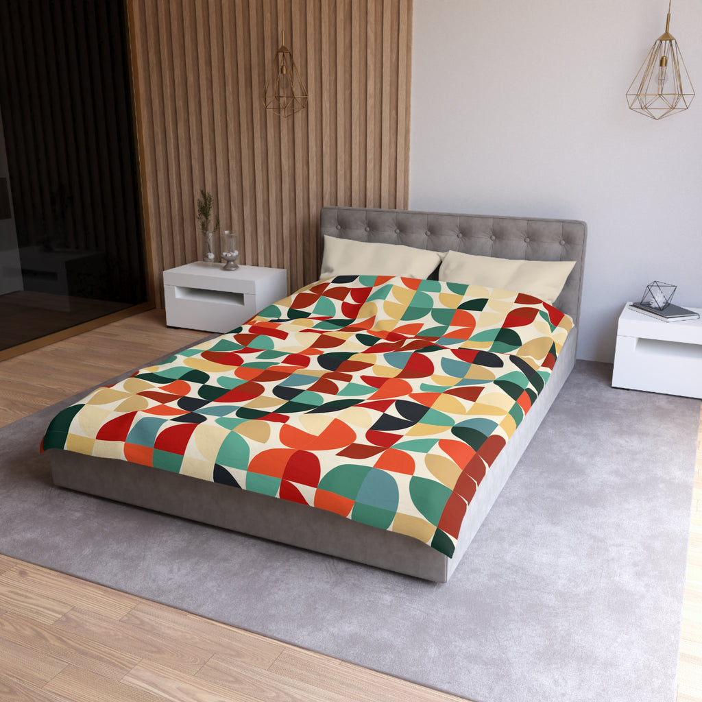 Retro Geometric Petal Pattern Duvet Cover | Mid Century Modern Bedding