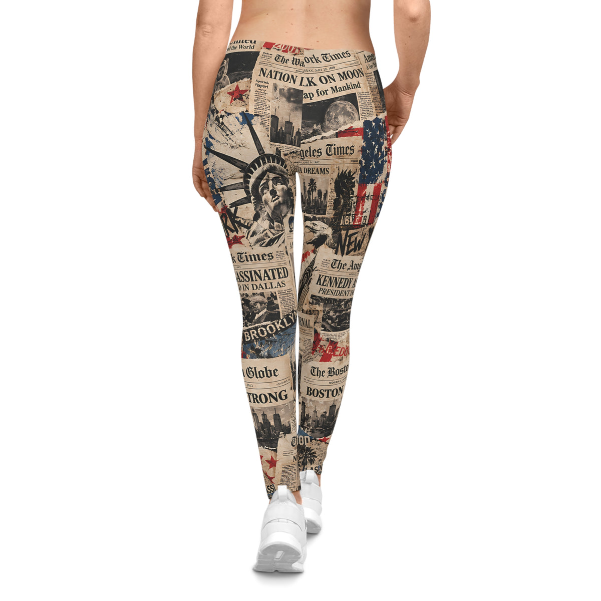 Vintage Americana Leggings – USA Newspaper Collage Print