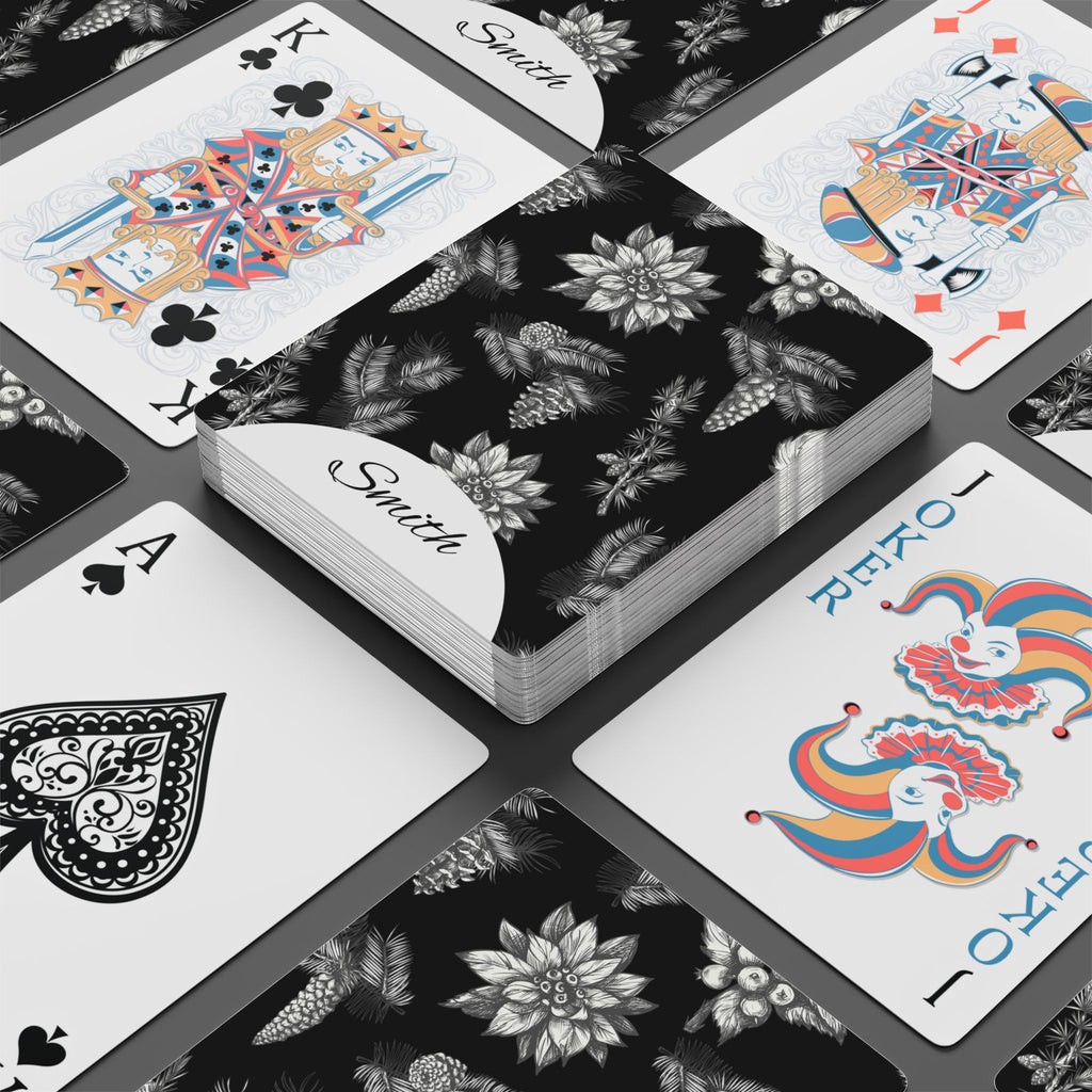 Personalized Family Name Poker Playing Cards – Botanical Floral Design
