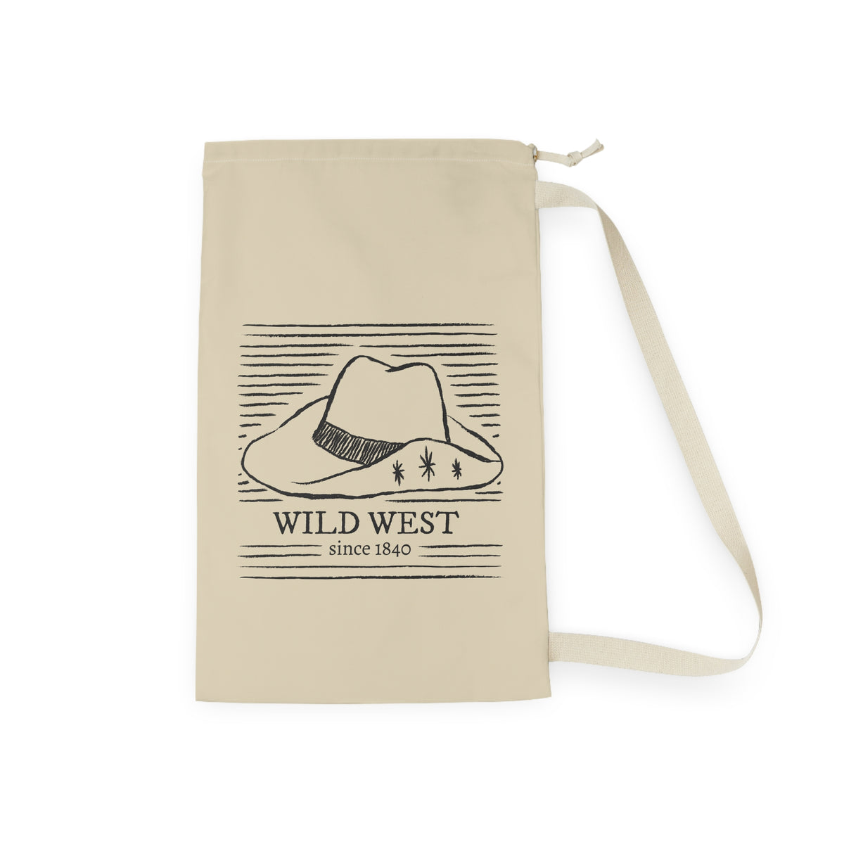 Wild West cowboy hat Laundry Bag | rustic western illustration, canvas drawstring