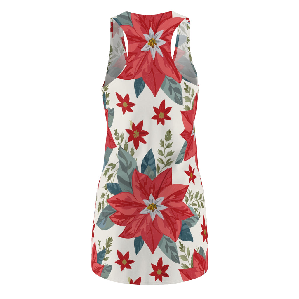 Poinsettia Racerback Dress  Festive Floral Holiday Sundress
