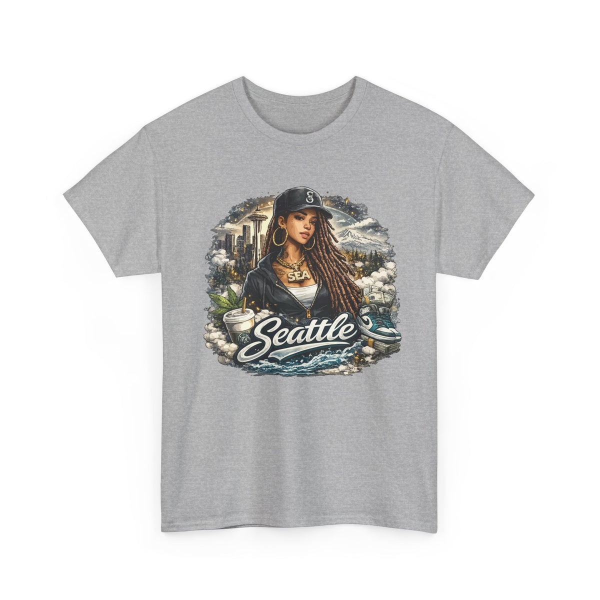 Seattle T-Shirt – Vintage Skyline, Coffee & Portrait Graphic Tee