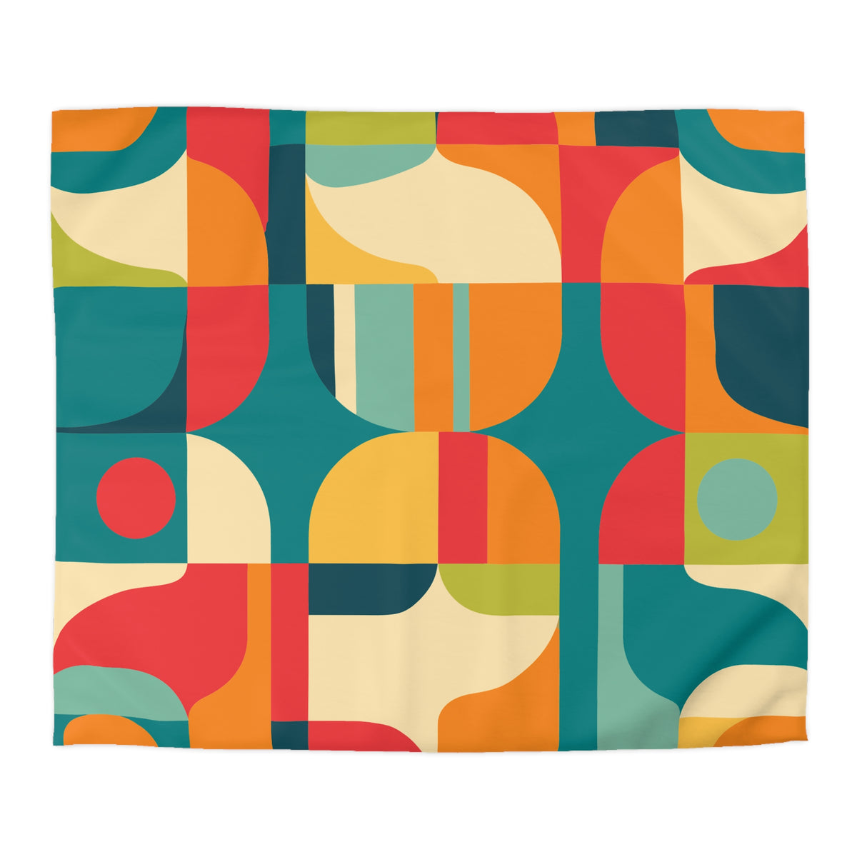 Mid Century Modern Geometric Duvet Cover  Retro Abstract Microfiber Bedding
