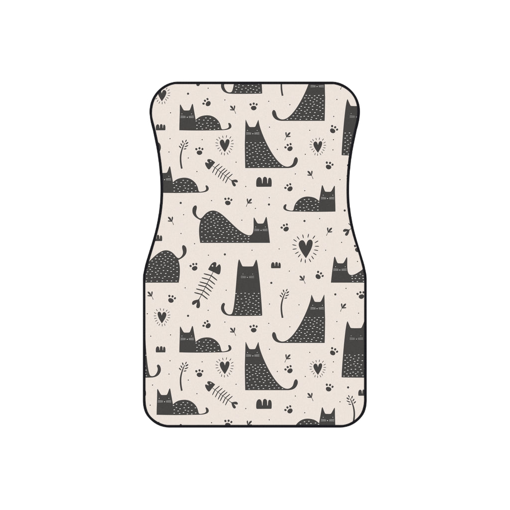 Black & White Cat Car Floor Mats – 4-Piece Set