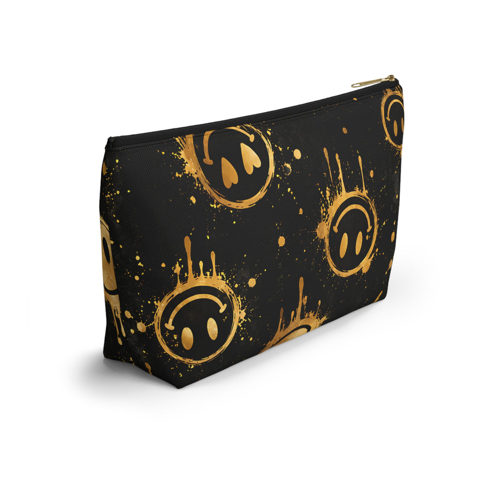 Gold Smiley Pouch – Black Graffiti Streetwear Print