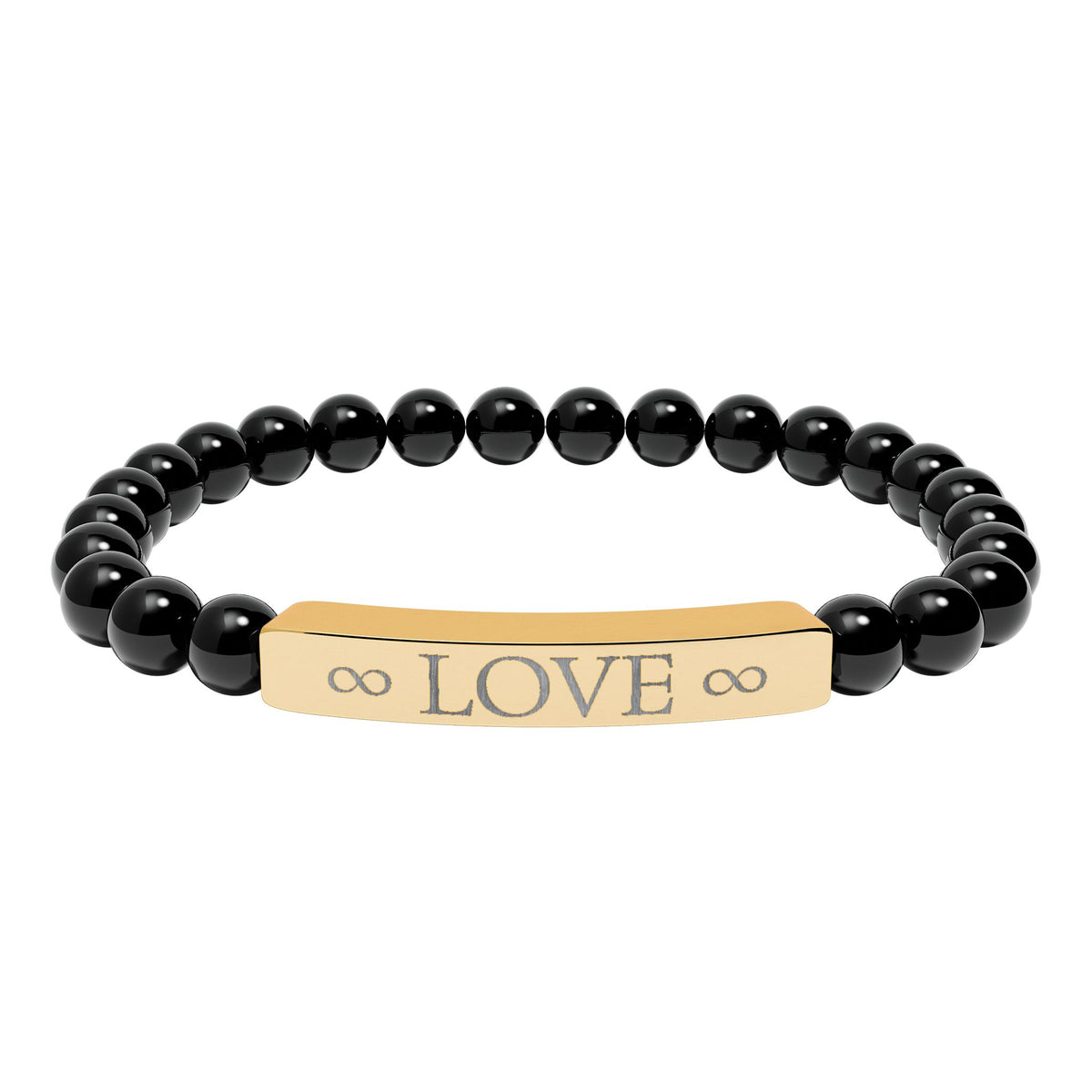 Infinity Love Natural Stone Bracelet – Engraved Beaded Jewelry