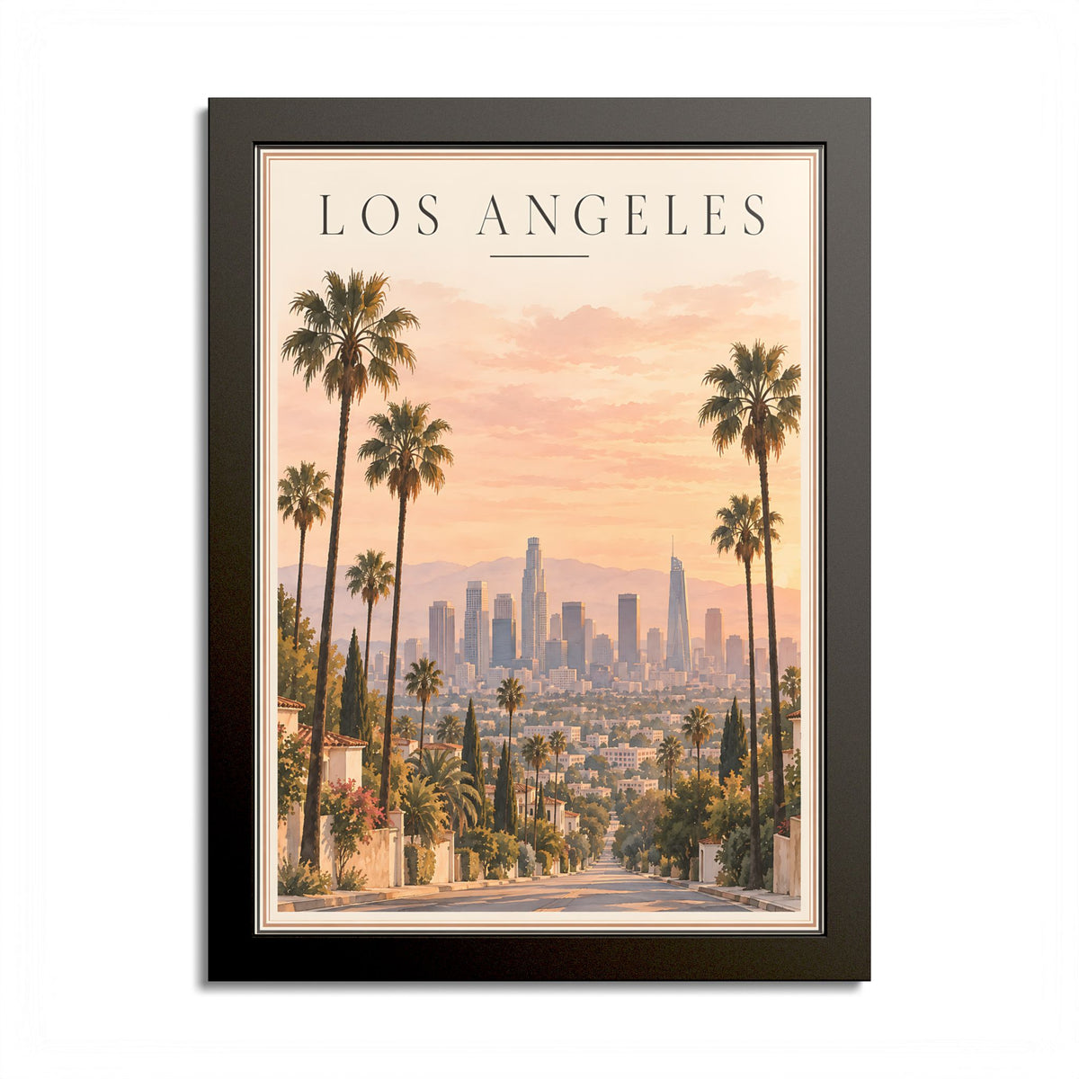 Los Angeles California Vintage Framed Poster – Skyline Wall Art