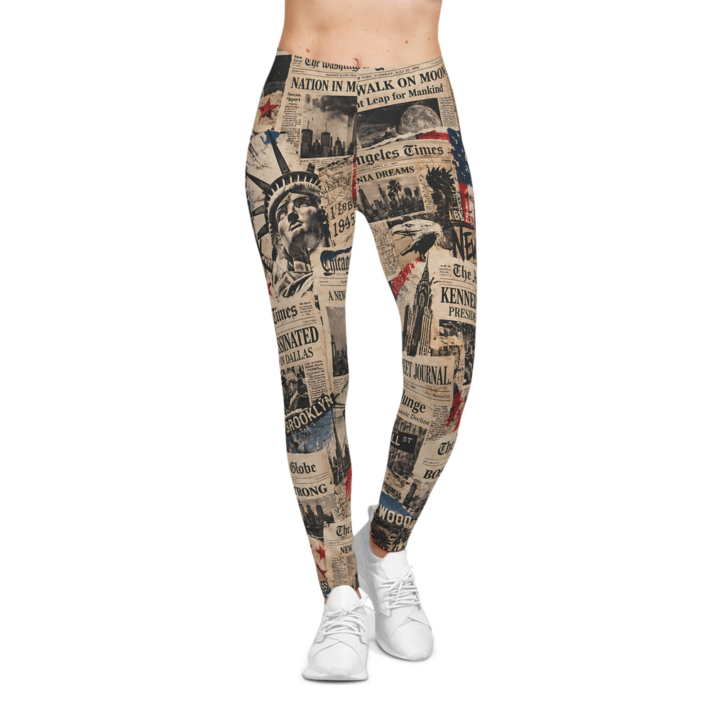 Vintage Americana Leggings – USA Newspaper Collage Print