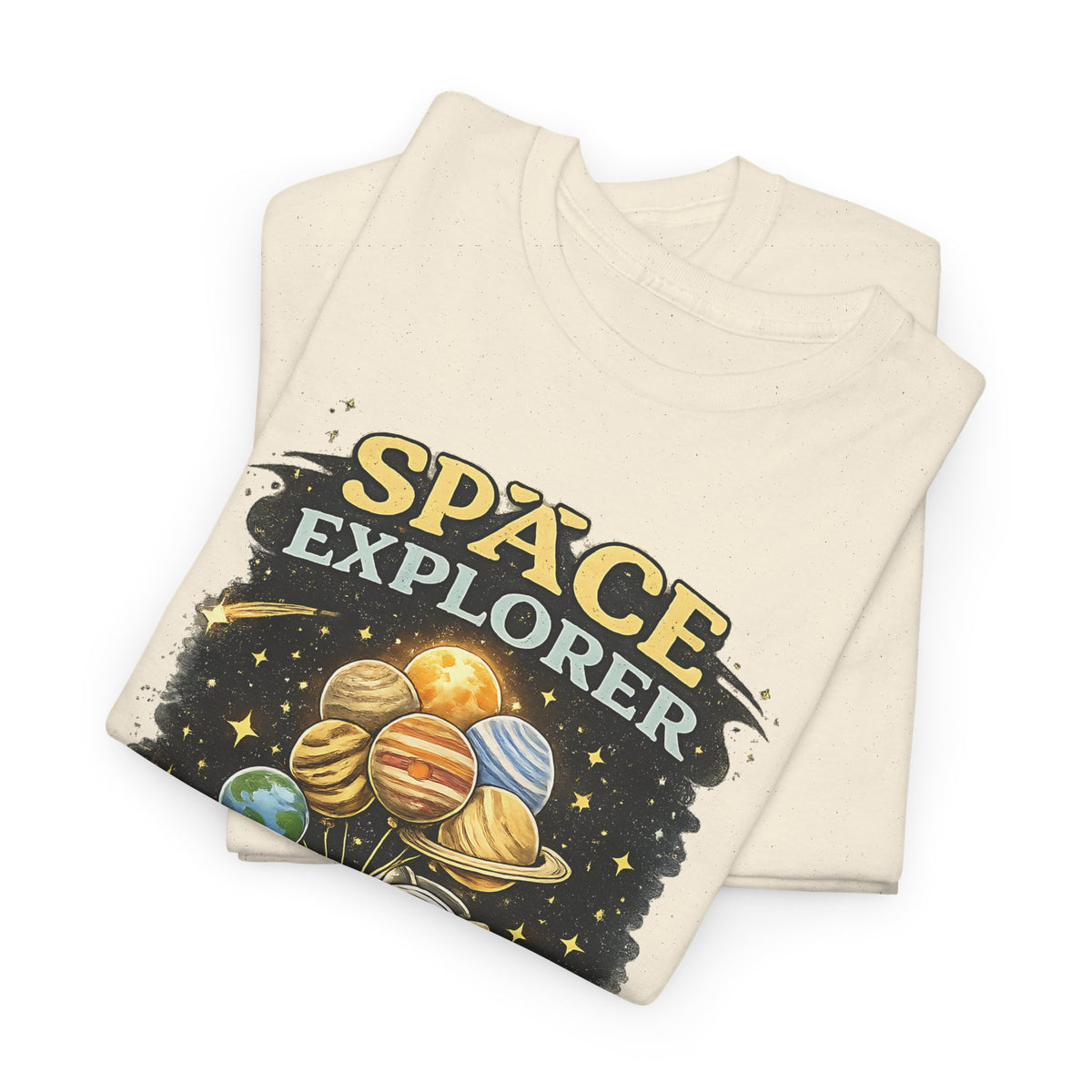 Space Explorer T-Shirt – Astronaut, Galaxy & Planets Graphic Tee
