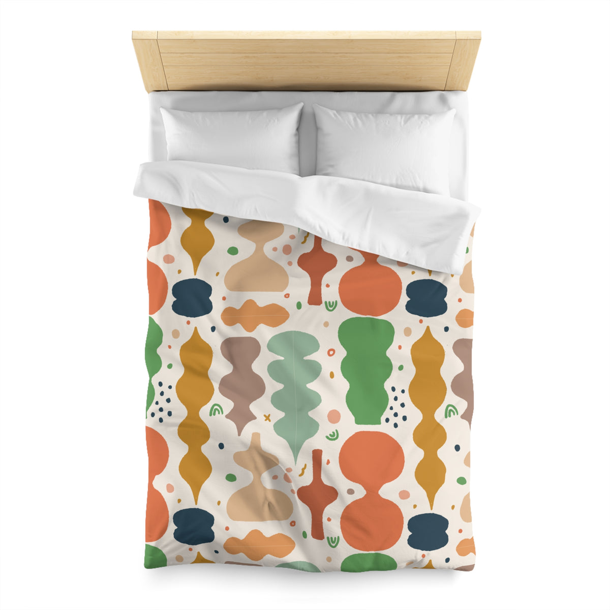 Abstract Organic Shapes Duvet Cover | Midcentury Pattern Bedspread