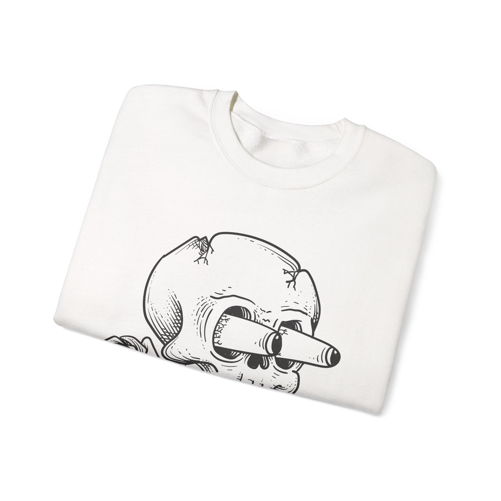 Skull with Rose Crewneck Sweatshirt  Edgy Skull Illustration Pullover