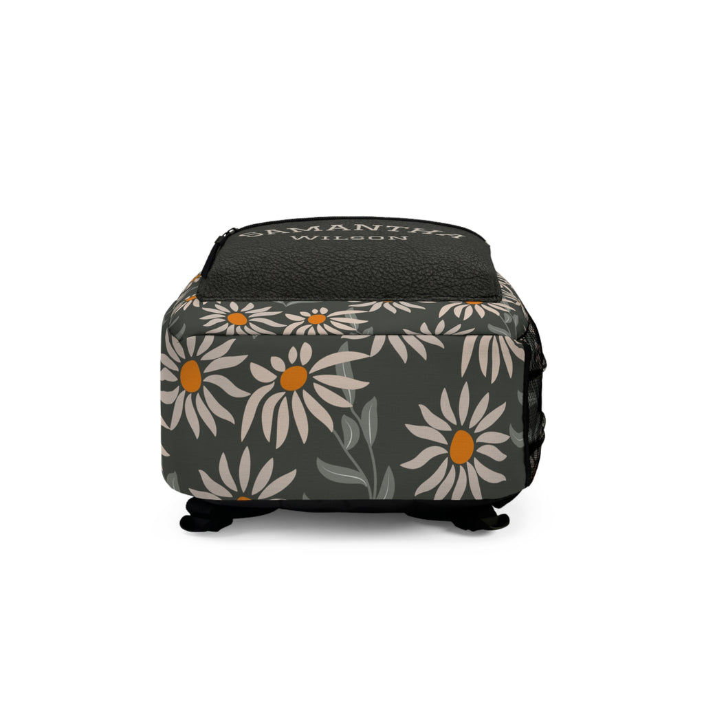 Personalized Daisy Backpack with Name – Floral Custom Backpack