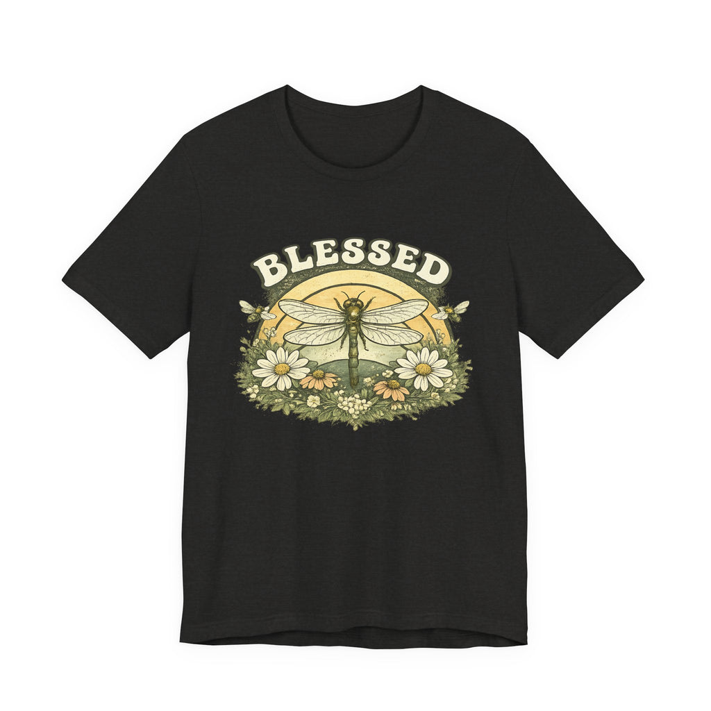 Blessed Dragonfly Shirt Floral Nature T Shirt Boho Faith Tee Vintage Botanical Graphic