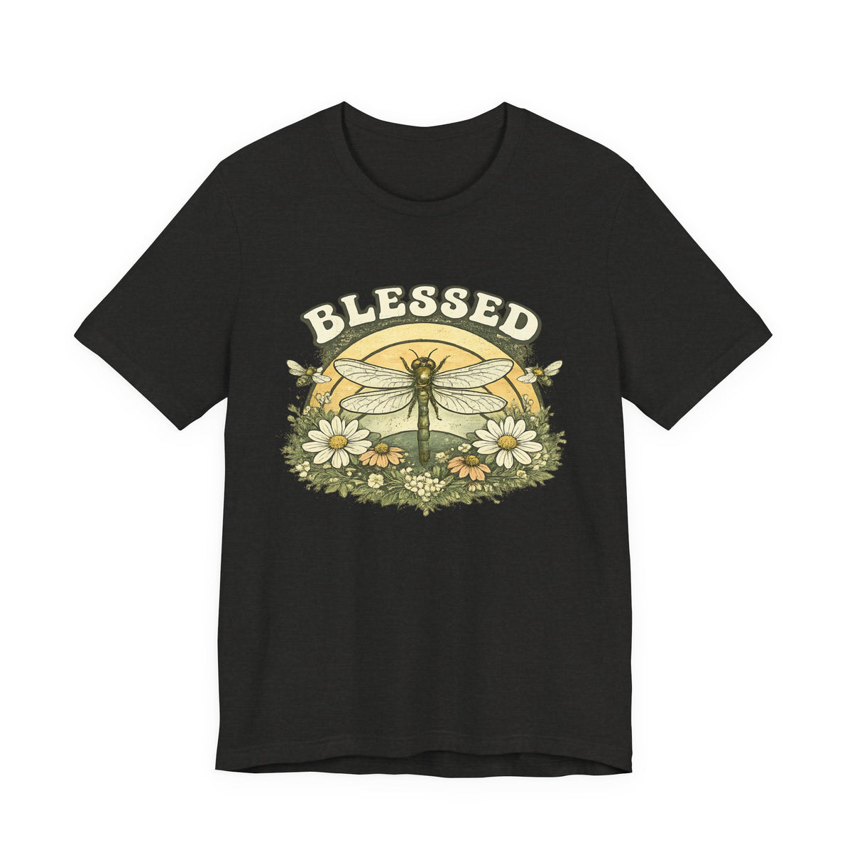 Blessed Dragonfly Shirt Floral Nature T Shirt Boho Faith Tee Vintage Botanical Graphic
