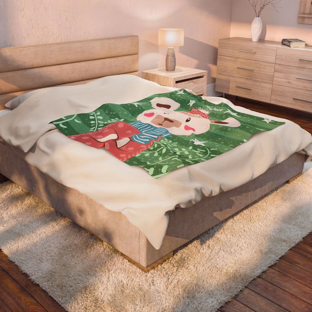 Personalized Baby Blanket with Name  Custom Nursery Plush Throw  Cute Winter Animal Kids Blanket  Baby Shower Gift