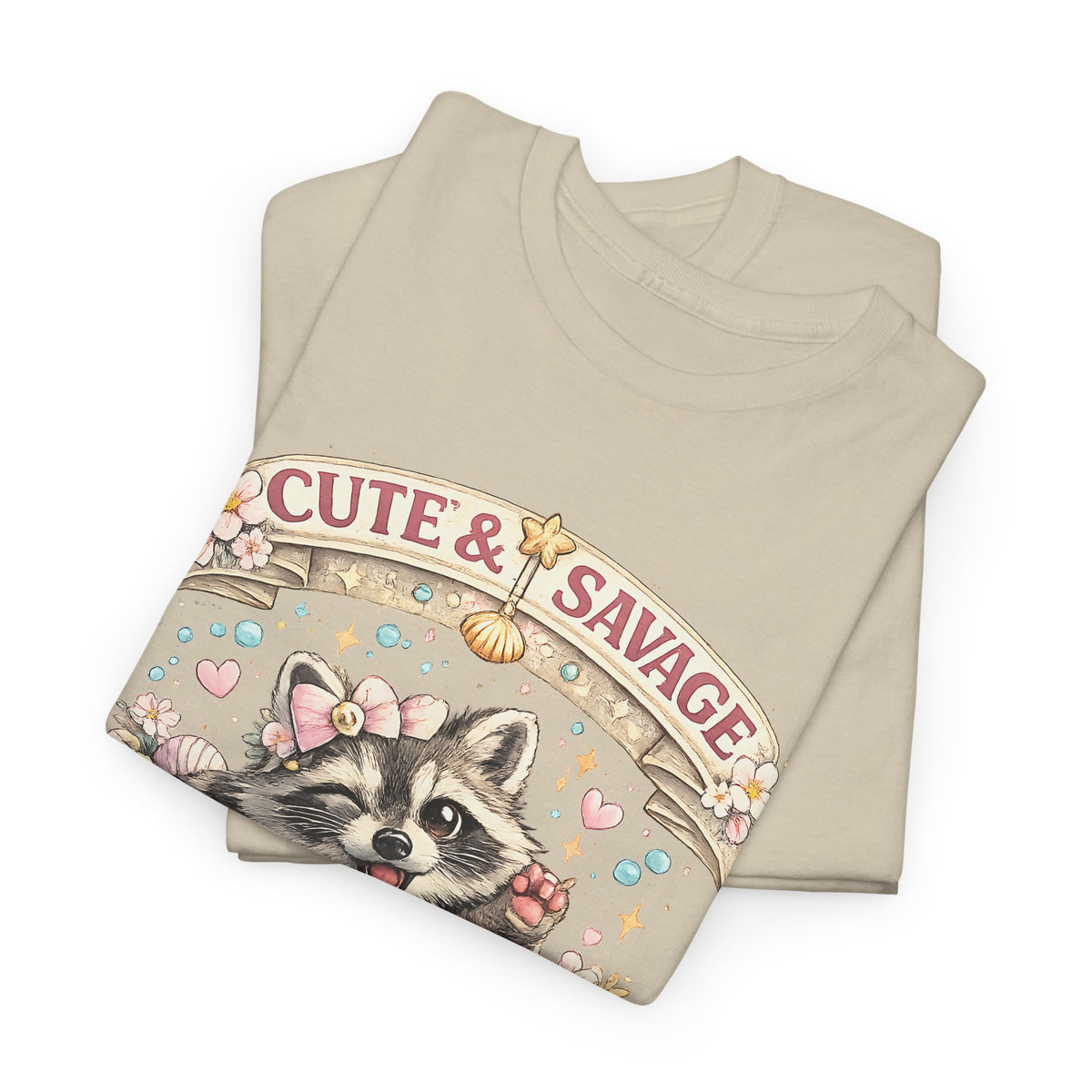 “Cute & Savage” T-Shirt – Funny Raccoon Hot Mess Express Graphic Tee