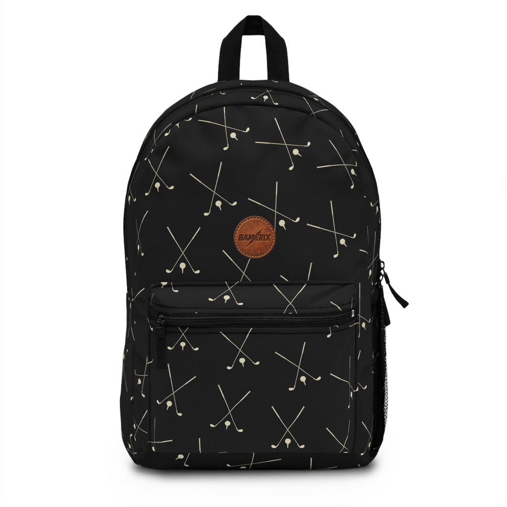 Golf Backpack – Black Golf Pattern Backpack with Bamerix Logo