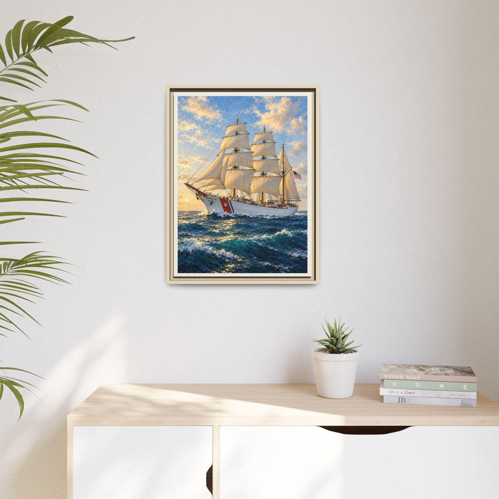 USCGC Eagle (WIX-327) Framed Canvas – US Coast Guard Tall Ship Art