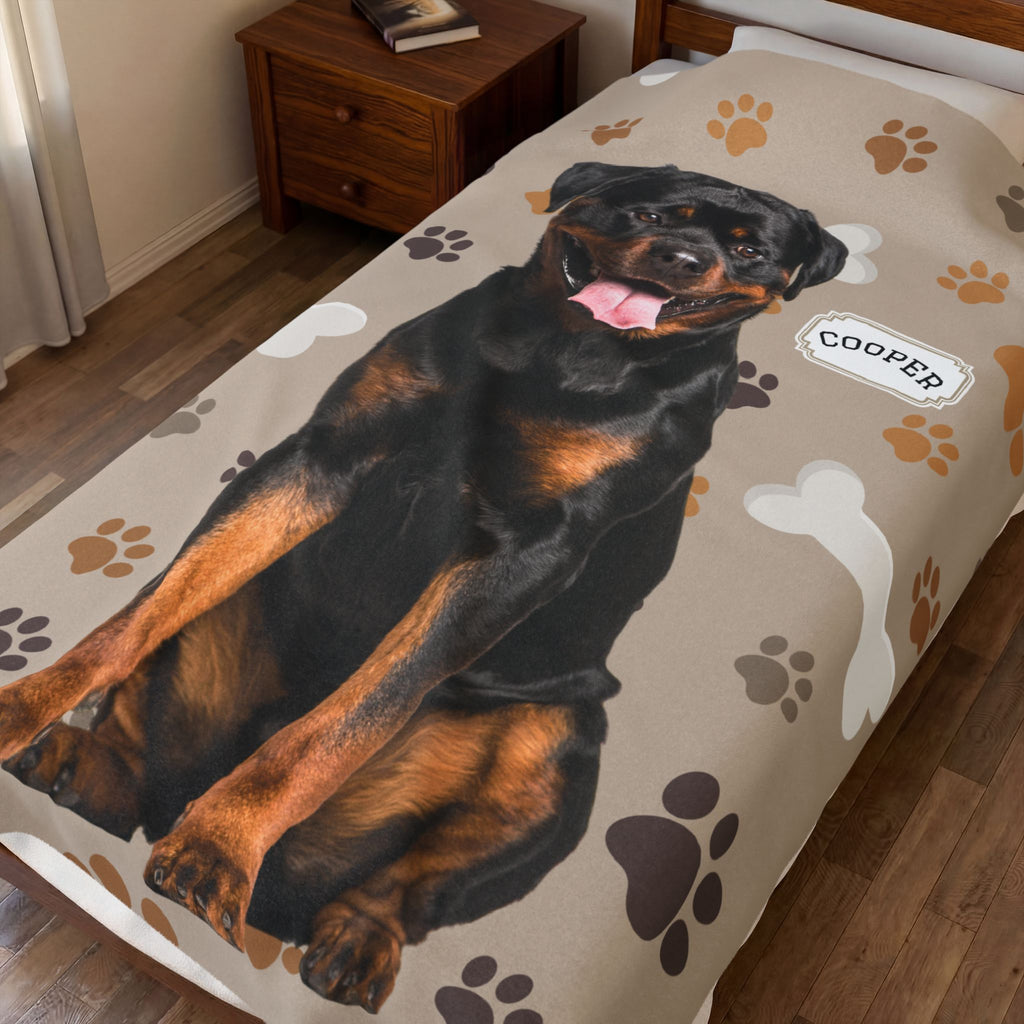 Custom Pet Blanket with Photo  Name  Personalized Dog Blanket  Cat Photo Throw  Sherpa Plush Pet Memorial Gift PET2