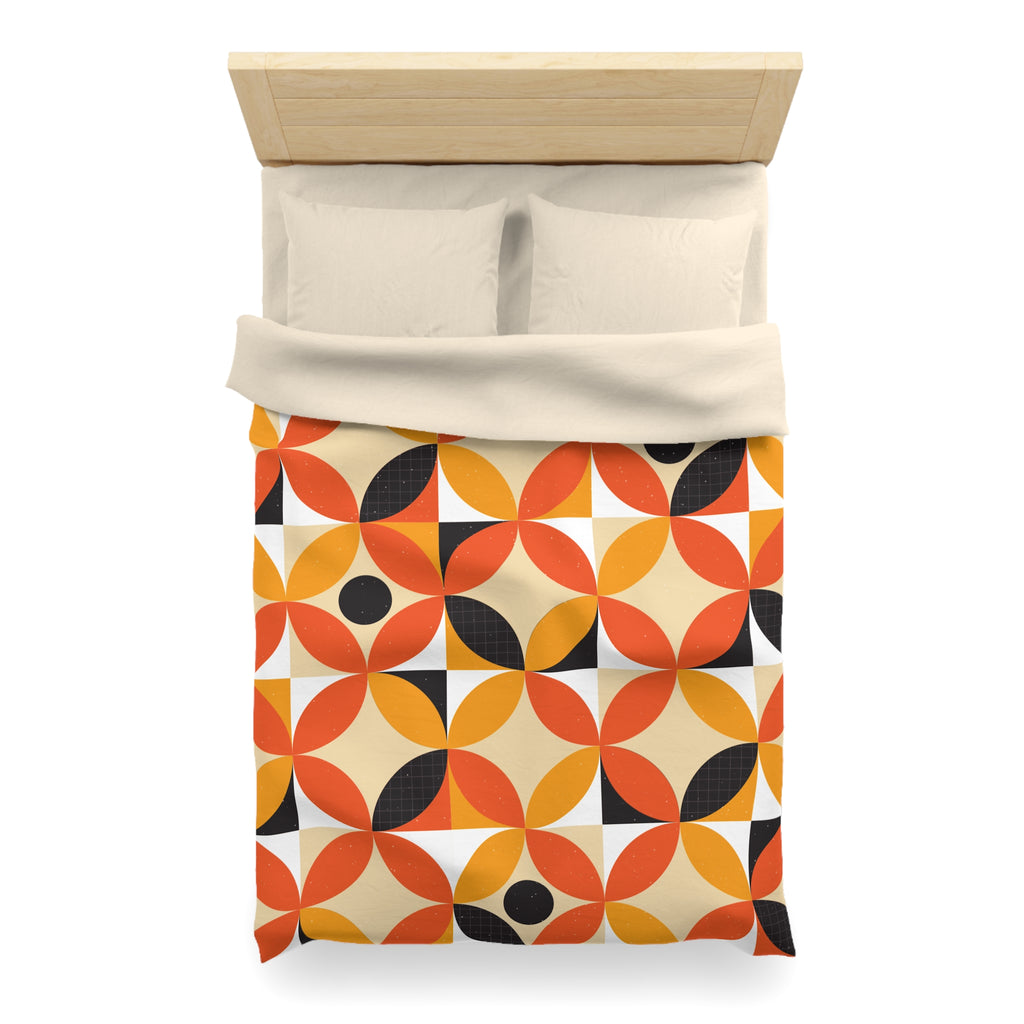 Retro Geometric Circle Pattern Duvet | Orange Mustard Mid Century Modern