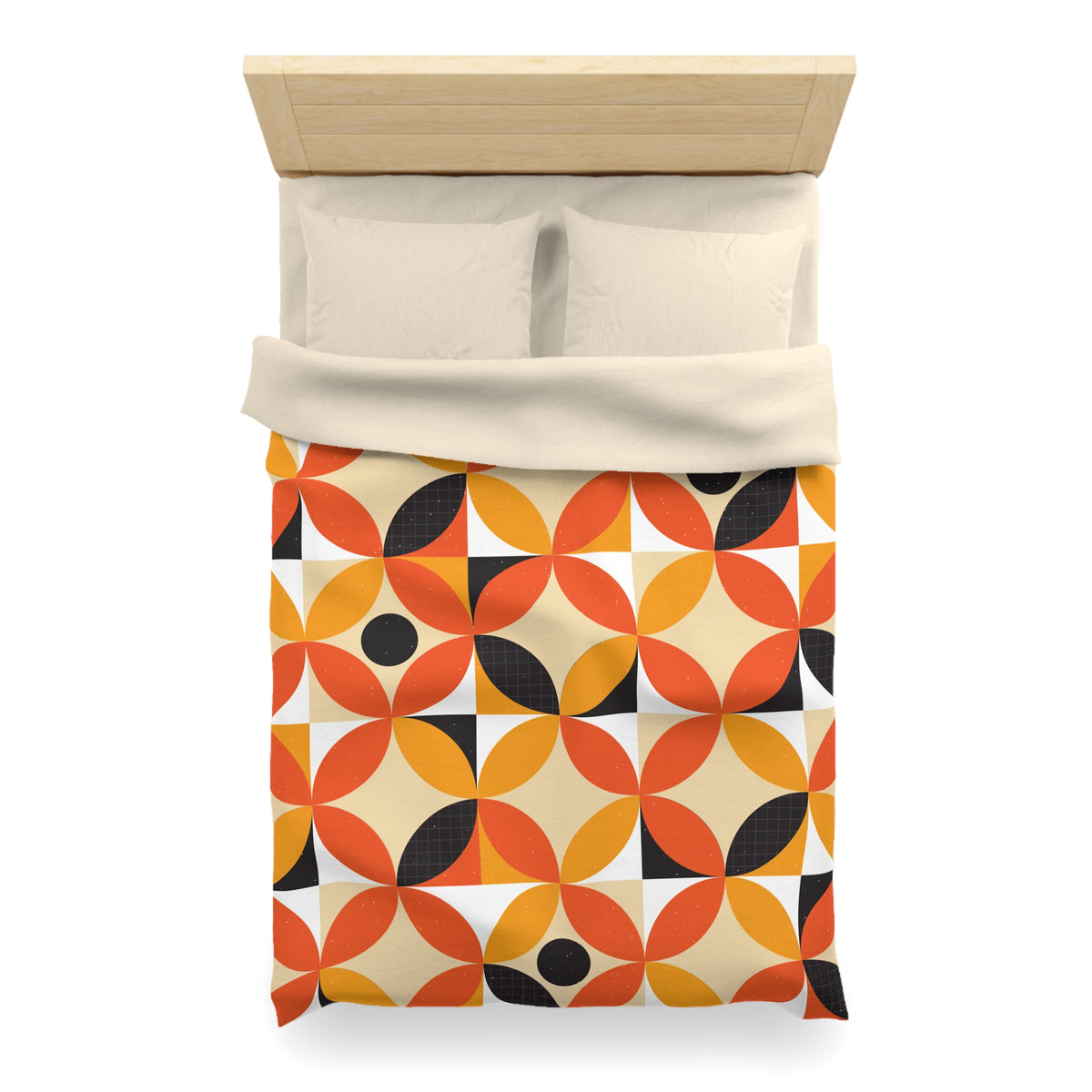 Retro Geometric Circle Pattern Duvet | Orange Mustard Mid Century Modern