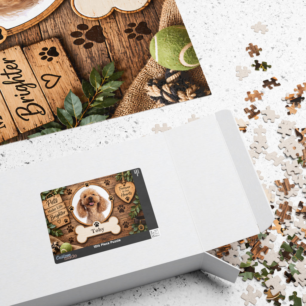 Personalized Pet Photo Puzzle – Custom Dog or Cat Picture & Name (110, 252, 520, 1014-piece)