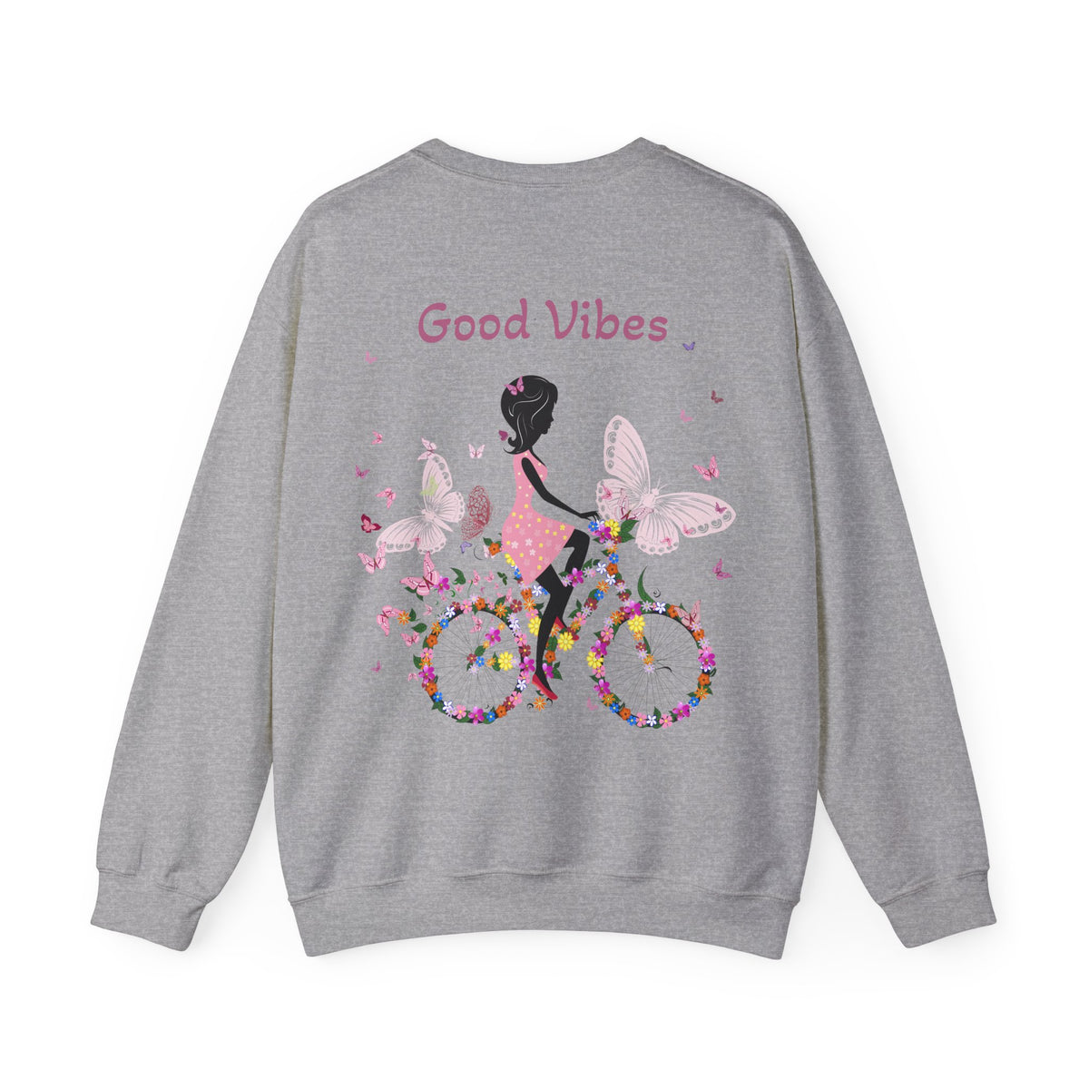 Good Vibes Sweatshirt, Floral Bicycle Crewneck