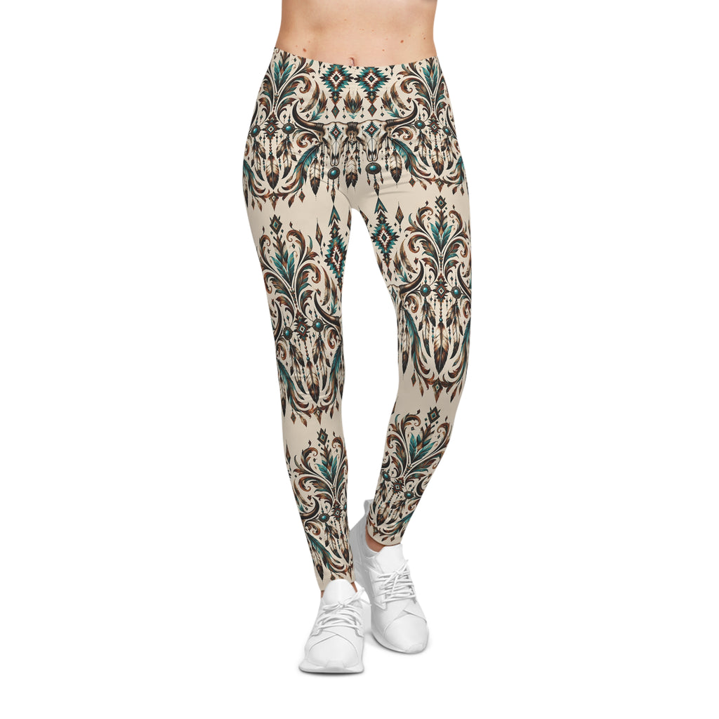 Western Boho Leggings – Ornamental Southwestern Print