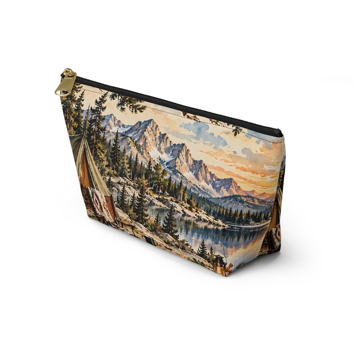 Mountain Camping Pouch – Vintage Outdoor Adventure Print