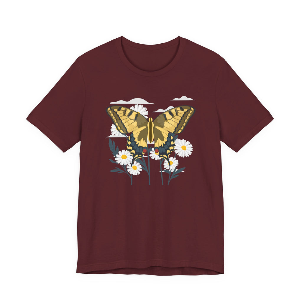 Butterfly Floral Nature Shirt  Yellow Butterfly T Shirt, Wildflower Graphic Tee, Nature Lover Gift