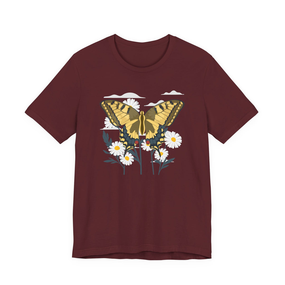 Butterfly Floral Nature Shirt  Yellow Butterfly T Shirt, Wildflower Graphic Tee, Nature Lover Gift