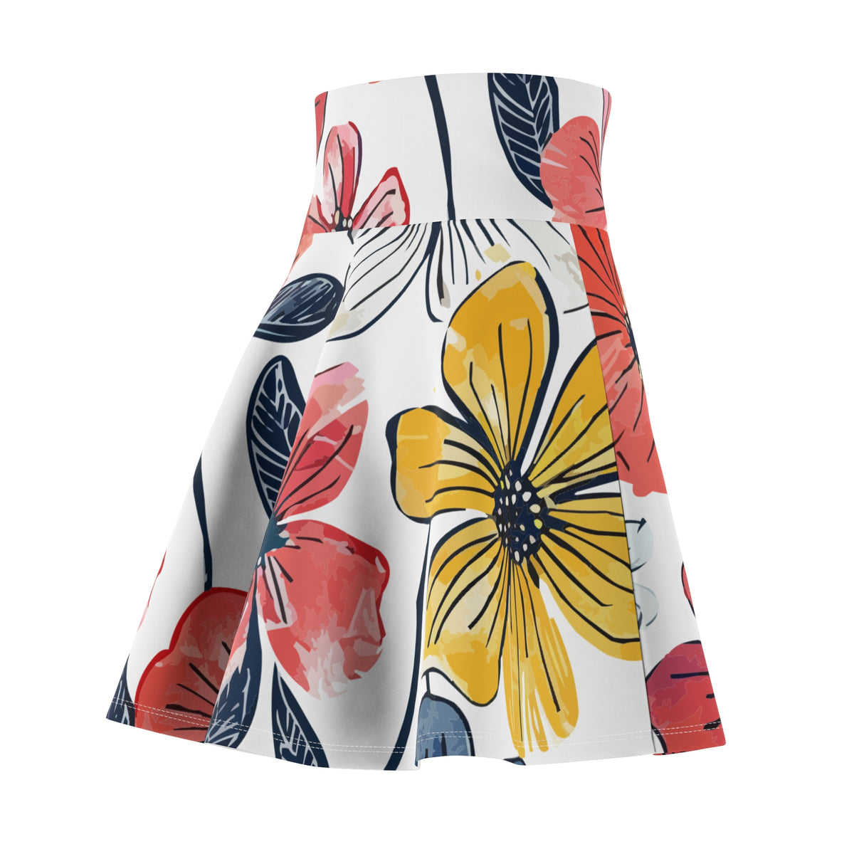 Colorful Floral Skater Skirt – Bold Flower Print
